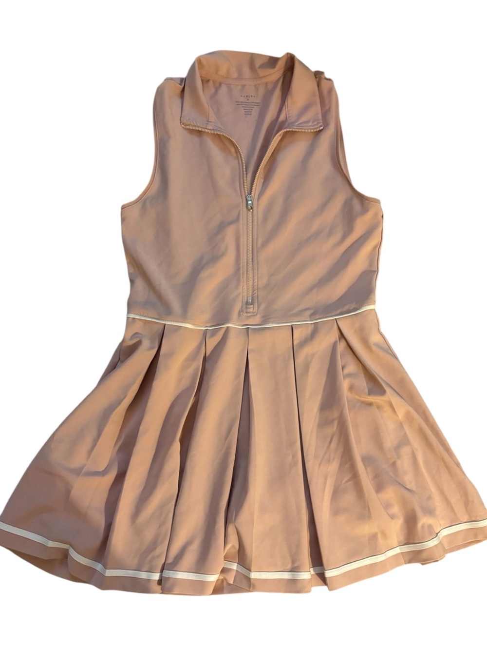 Varley Blush Pink Sleeveless Zip-Front Tennis Dress
